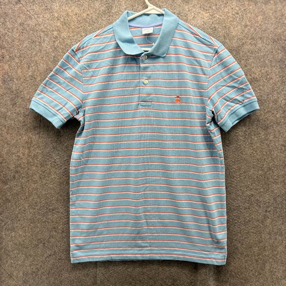 Brooks Brothers Polo Shirt Men Medium Baby Blue Stripes Performance Slim Vintage - Picture 1 of 12